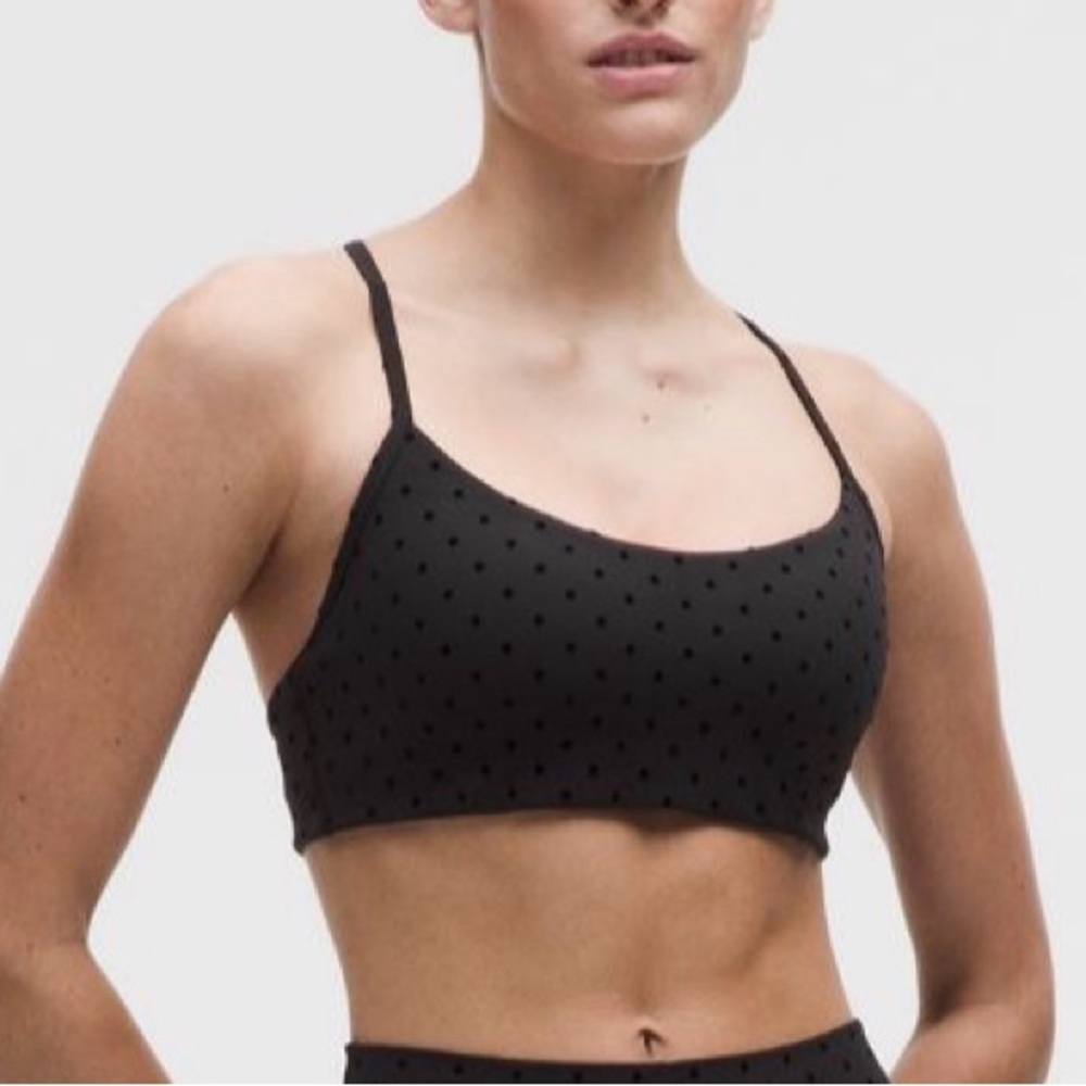 Lululemon Athletica Black Polka Dot Flocked Flow Y Bra C/D Evolve